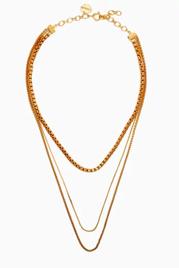 Layered Cascada Chain Necklace in 24kt Gold-plated Bronze