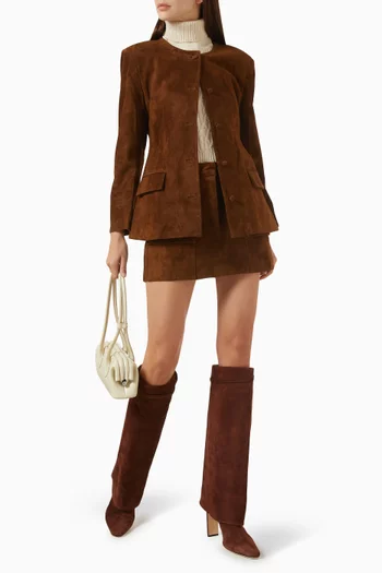 Padded Contoured Blazer in Leather