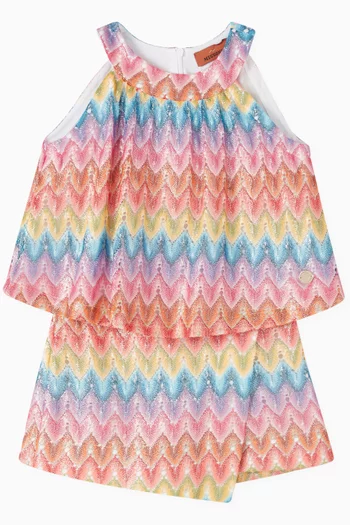 Chevron Mini Wrap Skirt in Cotton