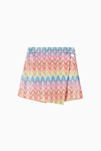 Chevron Mini Wrap Skirt in Cotton