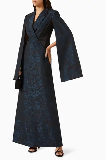 Slit-sleeve Gown in Jacquard