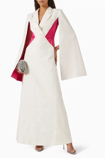 Slit-sleeve Gown in Jacquard