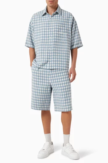 Plaid Pleated Shorts in Cotton