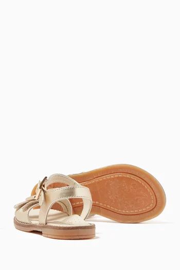 Logo Bow Sandals in Leather