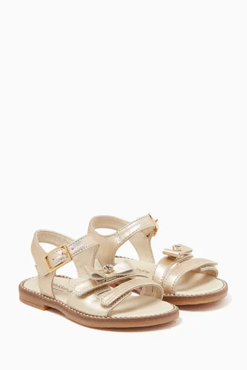 Logo Bow Sandals in Leather