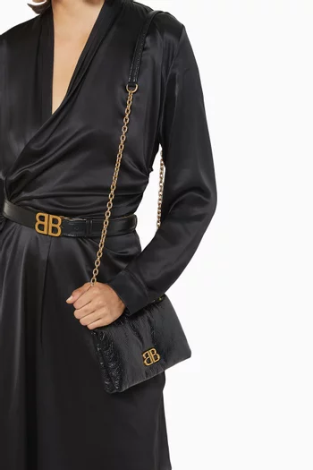Nano Monaco Crossbody Bag in Arena Lambskin