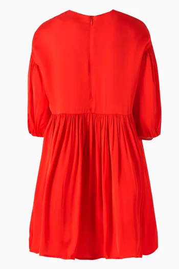 Snake Logo-embroidered Dress in Viscose-taffeta
