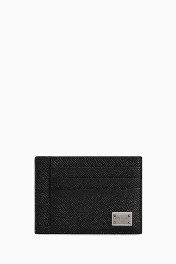Logo-plaque Card Holder in Dauphine Leather