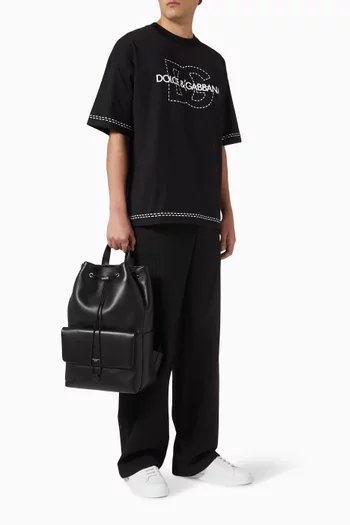 Drawstring Backpack in Leather