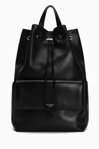 Drawstring Backpack in Leather
