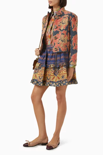 Floral-jacquard Jacket in Cotton Blend