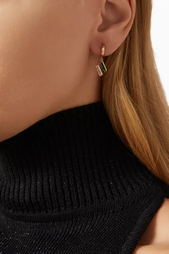 Retro Diamond Single Hoop Earrings in 18kt Rose Gold