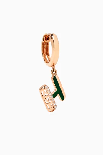 Retro Diamond Single Hoop Earrings in 18kt Rose Gold