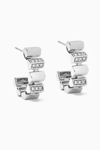 Urban Diamond Hoop Earrings in 18kt White Gold