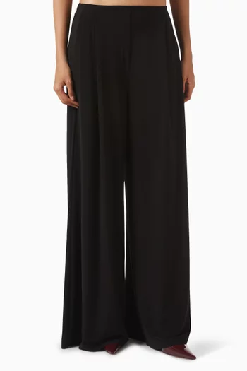 Pleated Wide-leg Pants in Poly-lycra