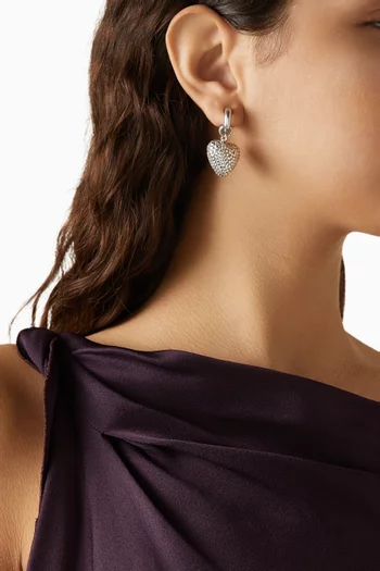 The Dazzling Puffy Heart Earrings in Silver-plated Metal