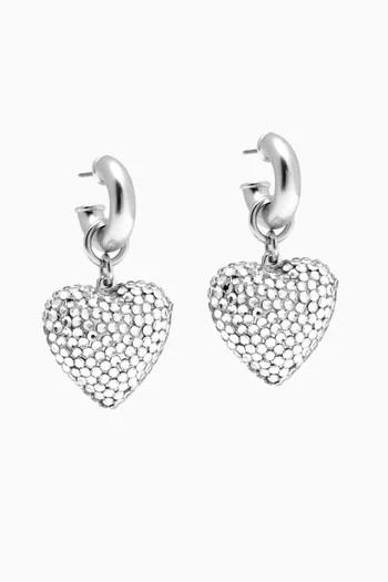 The Dazzling Puffy Heart Earrings in Silver-plated Metal