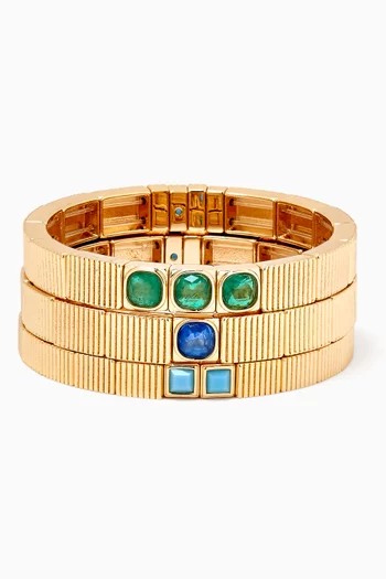 The Composed Bracelets in Gold-tone Enamel, Set of 3