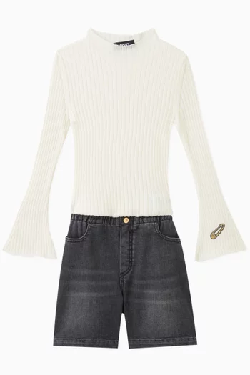 Denim Shorts in Stretch-Jersey