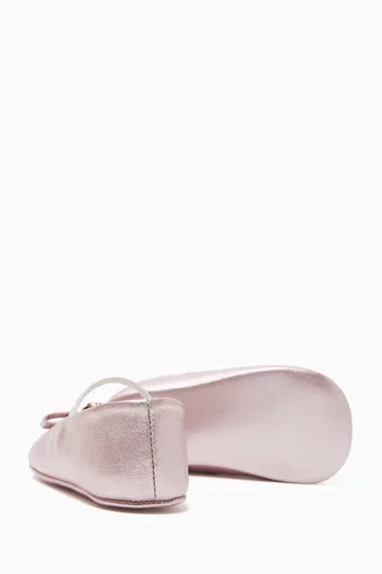 Gianni Ribbon Ballet Flats in Metallic Leather
