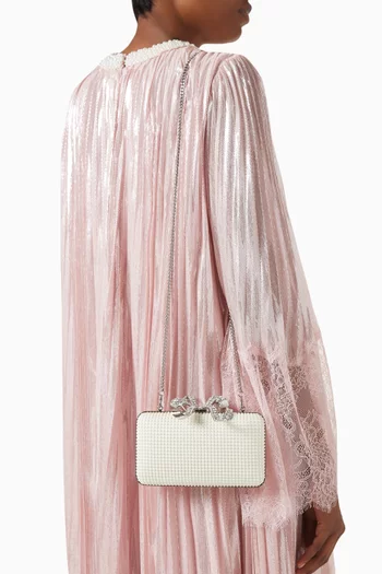 Pearl-embellished Box Clutch Bag