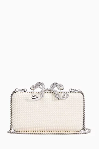 Pearl-embellished Box Clutch Bag