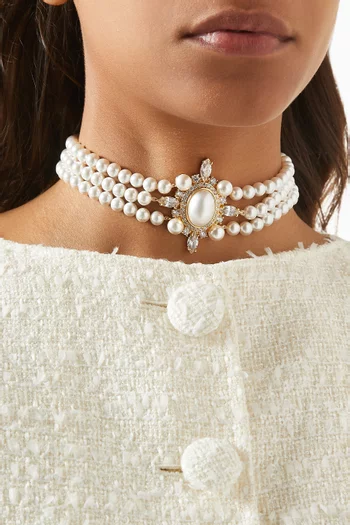 Pearl Choker in Brass