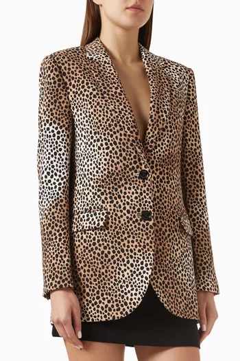 Cheetah-print Blazer in Stretch-crepe