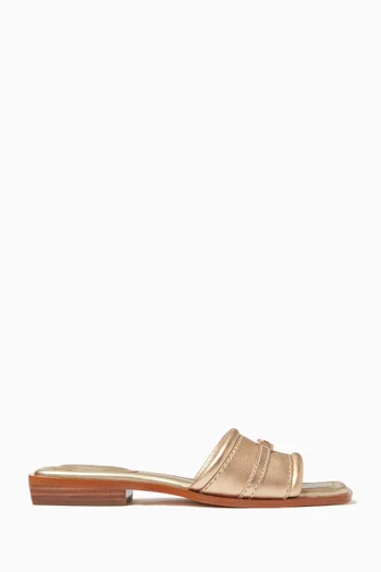 Mandy Slide Sandals in Metallic Leather