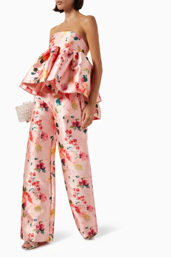 Printed Boyfriend Pants in Satin