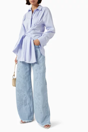 Floral-embroidered Boyfriend Jeans