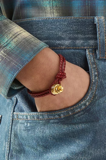 سوار بحلية عقدة جلد مجدول