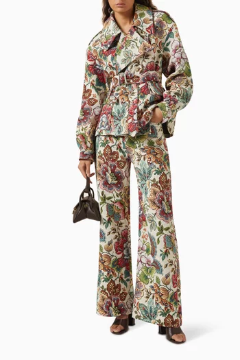 Floral Boyfriend Pants in Brocade