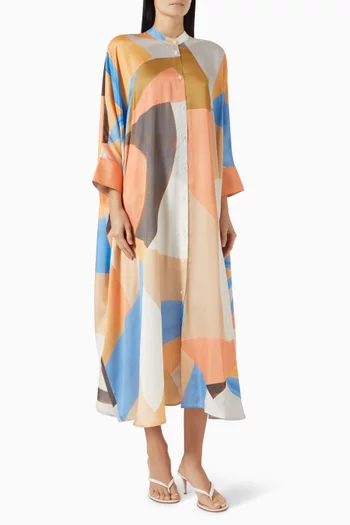 Rafael Printed Dress in Satin