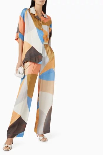 Rafael Printed Pants in Satin