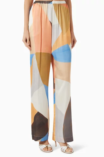 Rafael Printed Pants in Satin