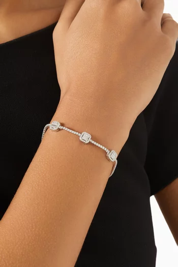 Three Stone Bracelet in 925 Sterling Silver