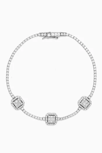 Three Stone Bracelet in 925 Sterling Silver