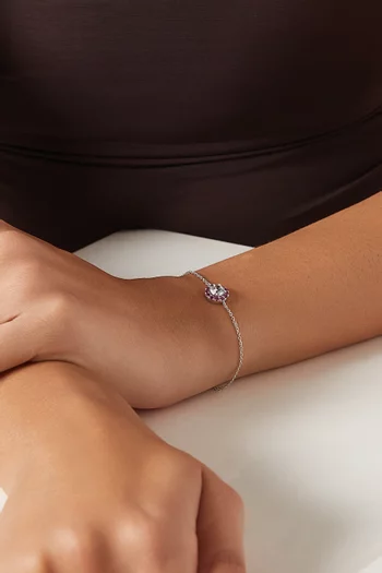 Ruby Crystal Pendant Bracelet in 925 Sterling Silver