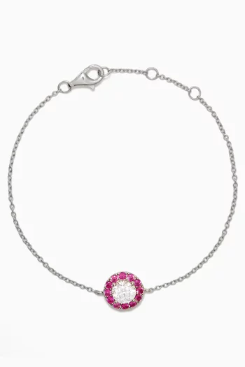Ruby Crystal Pendant Bracelet in 925 Sterling Silver