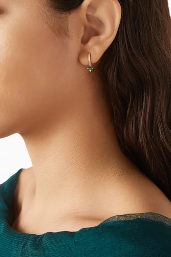 قرط منفرد مرصع بزمرد ذهب أصفر عيار 14