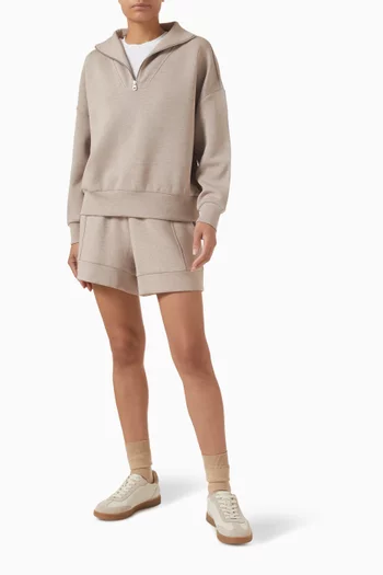 سويت شيرت هاولي بسحّاب قصير قماش دابل سوفت