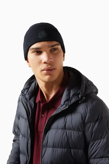 Logo Beanie Hat in Ribbed-knit