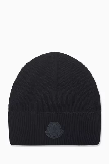 Logo Beanie Hat in Ribbed-knit