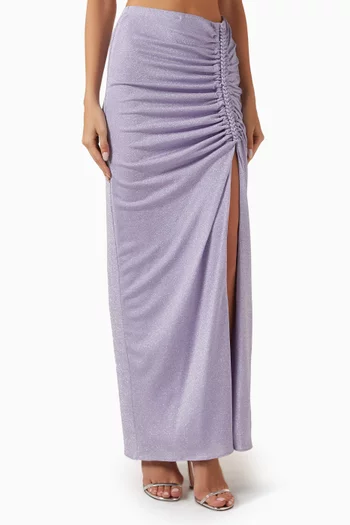 تنورة مارينا طويلة بكشكش قماش لامع