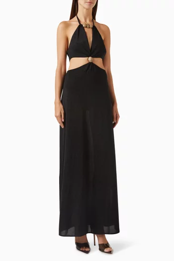 فستان لورين طويل بفتحات منسوج