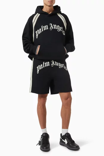 Curved Logo Track Shorts in Cotton