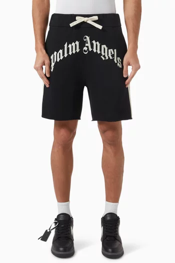 Curved Logo Track Shorts in Cotton