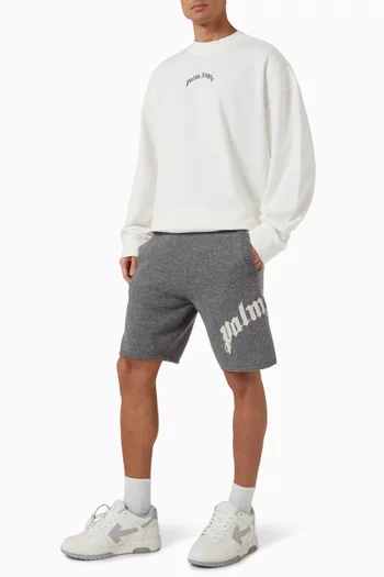 Curved Logo Shorts in Wool Knit