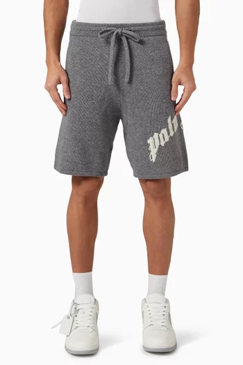 Curved Logo Shorts in Wool Knit